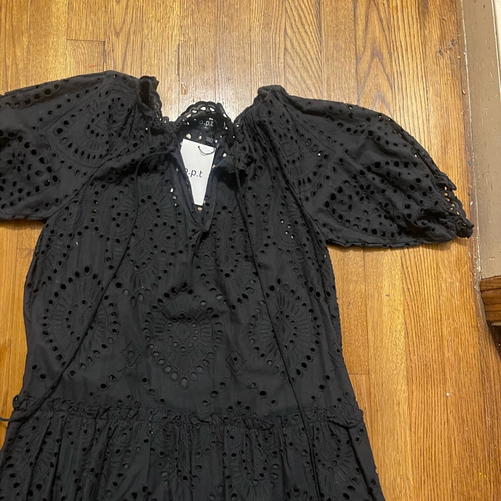 Anthropologie OPT Black Eyelet Dress - Picture 3 of 4